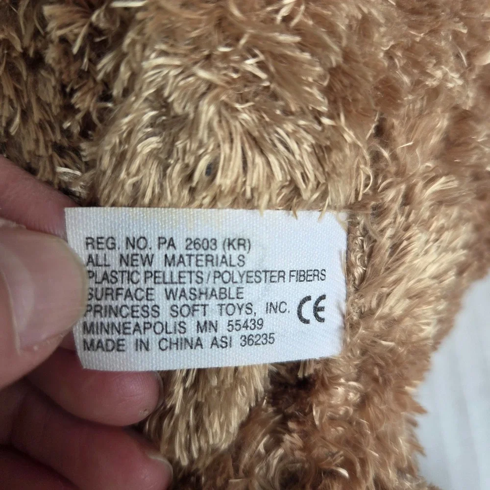 Princess Soft Toys Brown Plush Puppy Dog Floppy Shaggy missing Bow 15